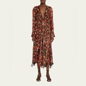Ramy Brook Tatia Plunging Long-Sleeve Midi Dress